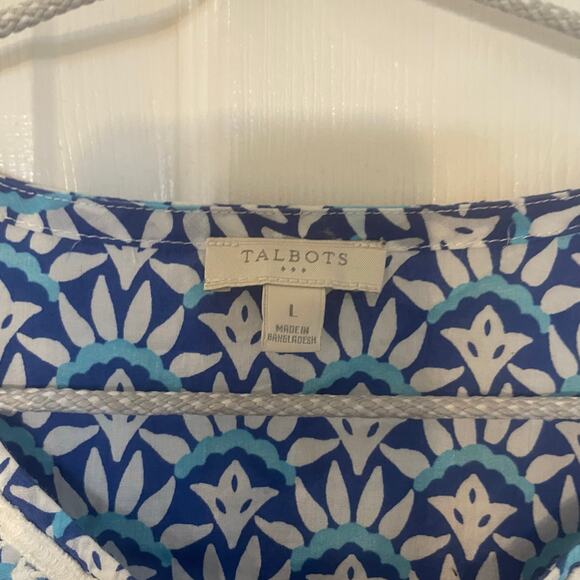 Talbots Lightweight 3/4 Length Sleeve Cotton Tunic Top Size L - Picture 4 of 12